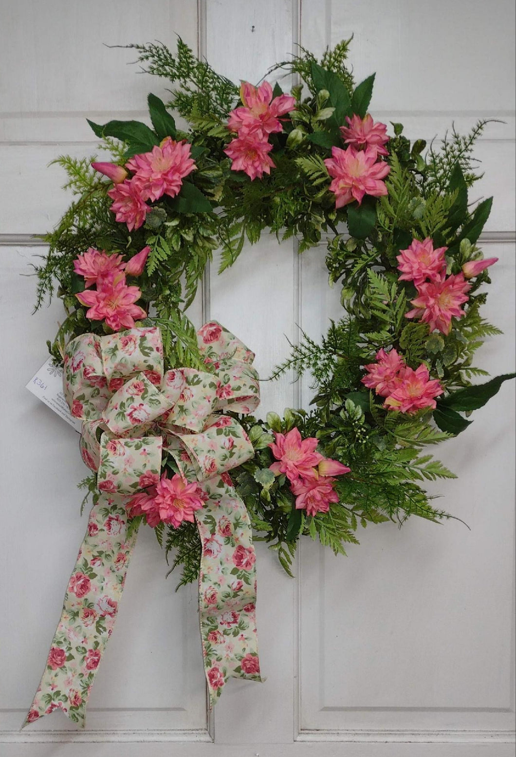 K361 - Wreath with Greenery & Pink