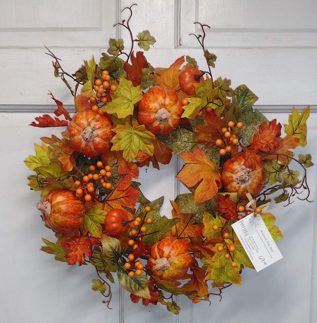 PM83 - Fall Wreath with Pumpkins & Berries