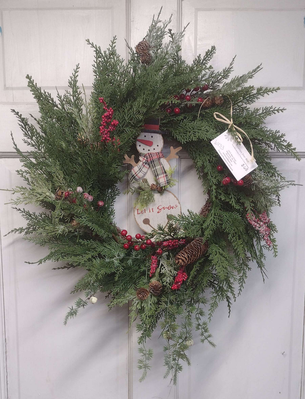 W133 - Greenery Wreath with Snowman