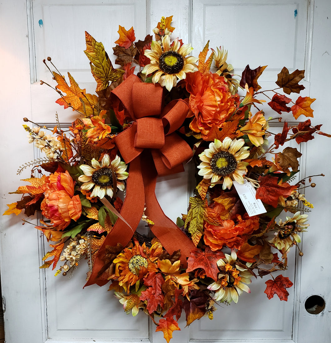 K151 - Fall Wreath with Sunflowers