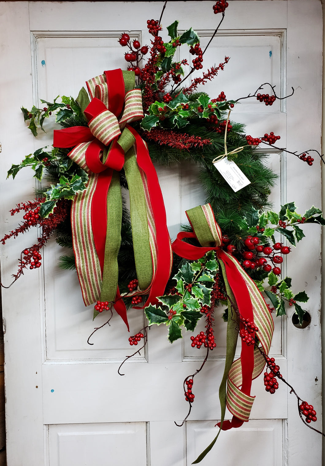 W66 - Winter Greenery Wreath with Holly & Red Berries