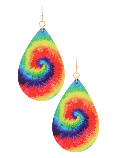 2.5 inch Teardrop Tie Dye Earrings