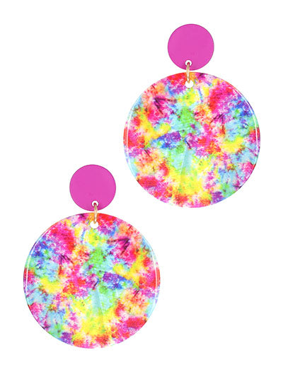 Tie Dye Round Shell Earrings