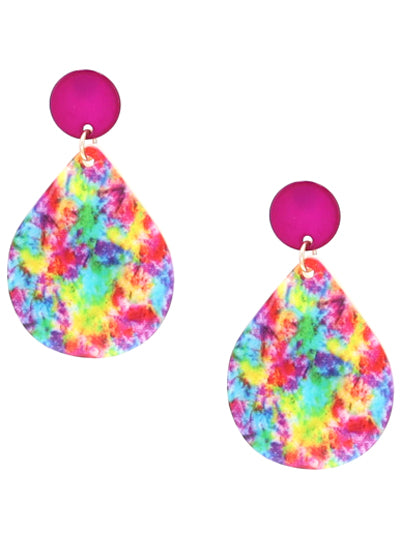 Tie Dye Oval Shell Earrings