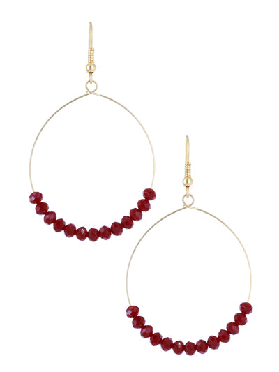 Tear Drop Glass Beads Earrings - Burgundy