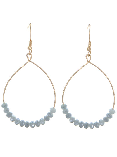 Tear Drop Glass Bead Earrings - Pale Blue