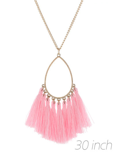 30 inch Tassel Necklace - Light Pink