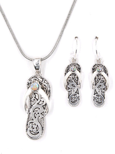 Flip Flop Necklace & Earrings