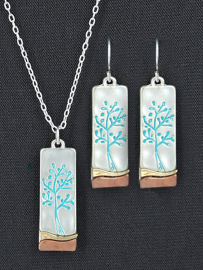 Tree of Life Necklace Set - Turquoise